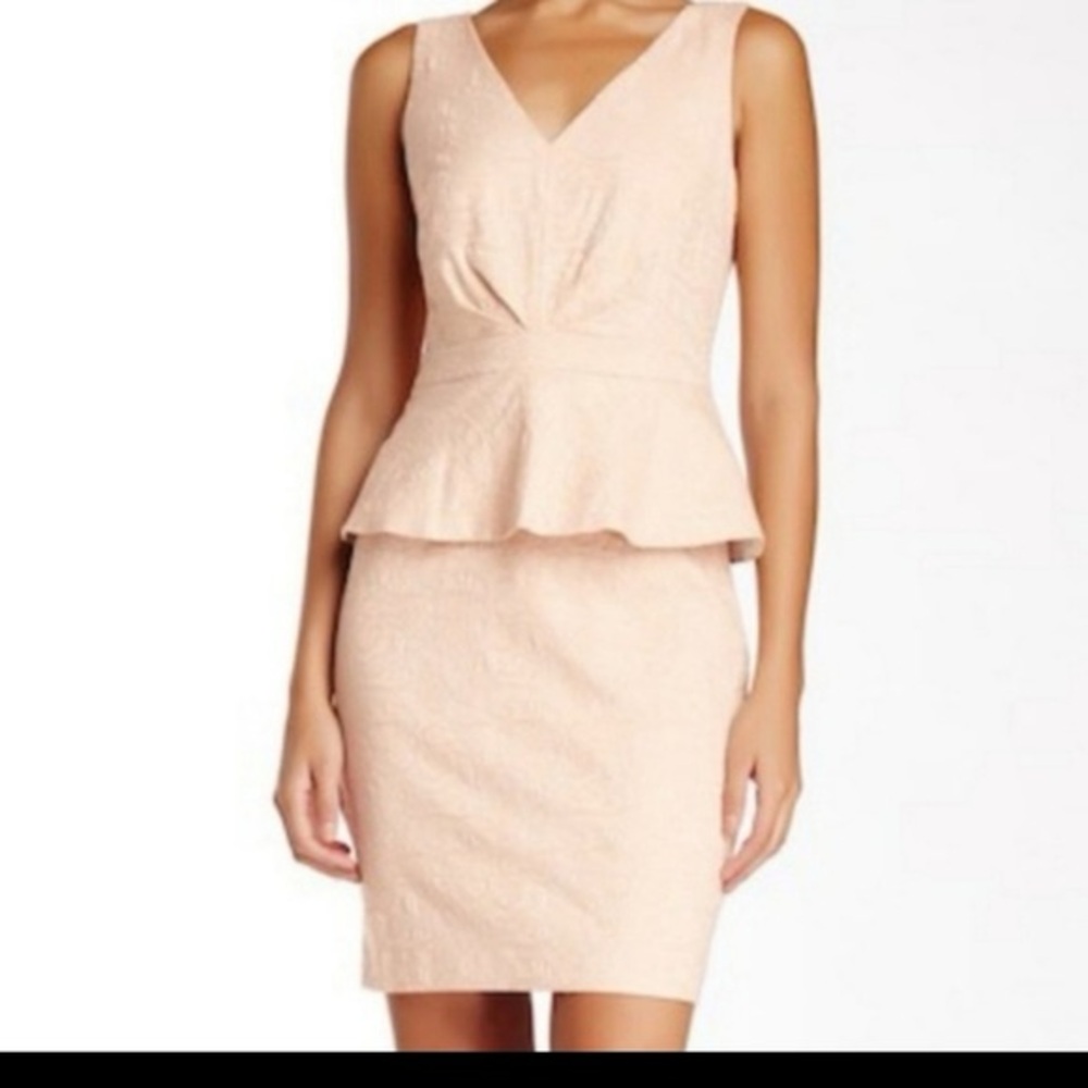 Belle Badgley Mischka Peplum Cocktail Mini Dress Pink